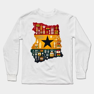 Ghana Map Symbols Long Sleeve T-Shirt